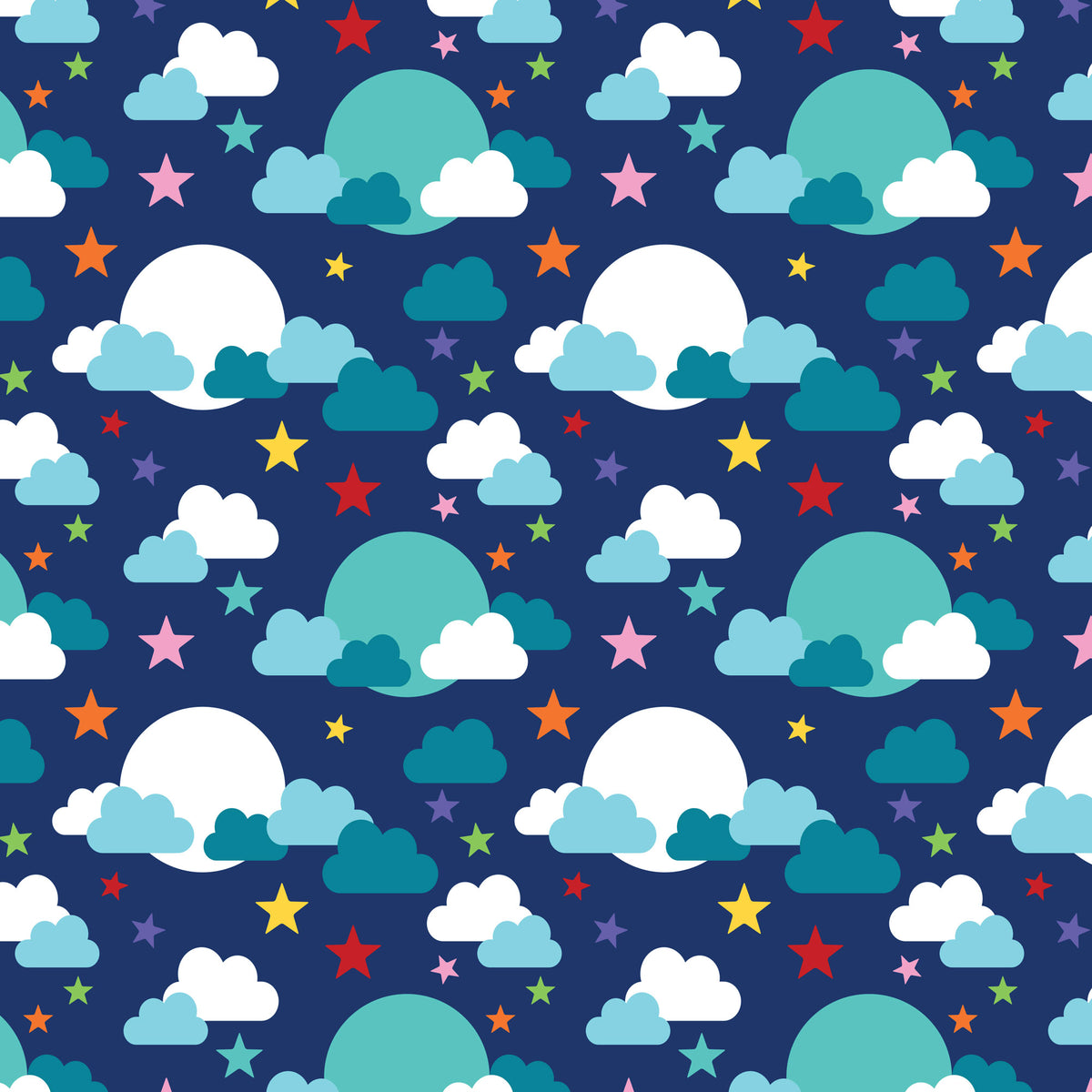 CLOUDY DAYS DARK BLUE STARS - Devonstone Cotton Fabric