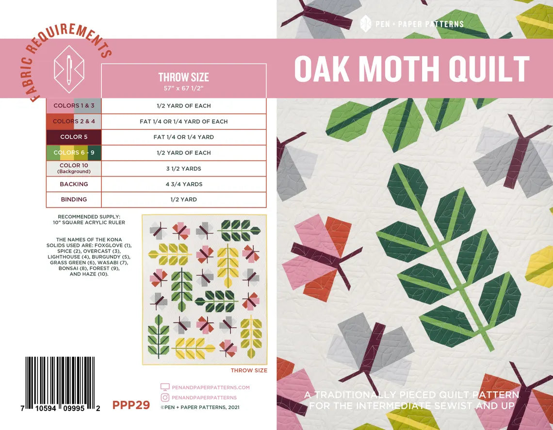 Oak Moth Quilt Paper Pattern