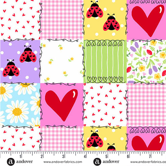 Little Ladies by Tami Jones Picnic Patchwork Blossom 108 wide back.