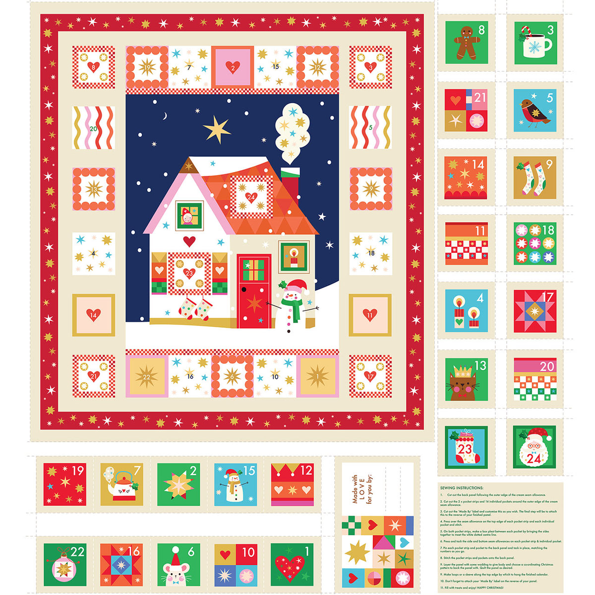 Home For Christmas -  Fat Quarter Bundle 7 Piece + 1 Panel - Thread & Ink Design.Studio