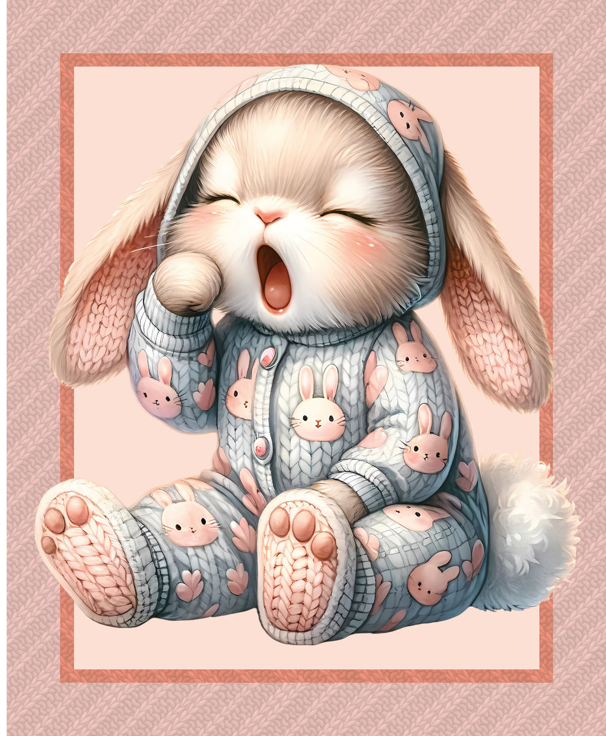 Bed Buds Sleepy Bunny Cotton Quilting Fabric Panel