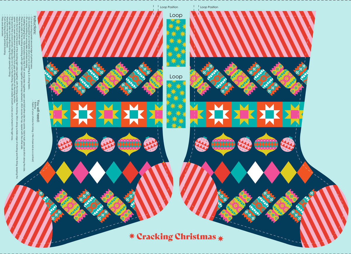 Cracking Christmas Stocking - Devonstone Cotton Fabric Panel ( 50cm x 70cm)