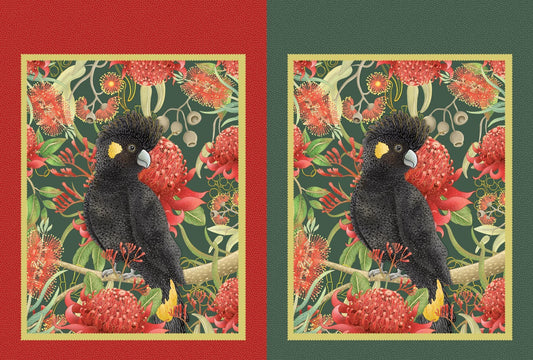 Christmas Cockatoo Sack - Jen Digital Art Devonstone Cotton Fabric Panel (75cm x 112cm)