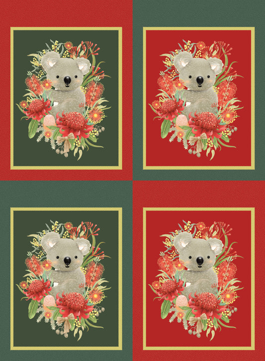Christmas Koala Sack - Jen Digital Art Devonstone Cotton Fabric Panel (150cm x 112cm)