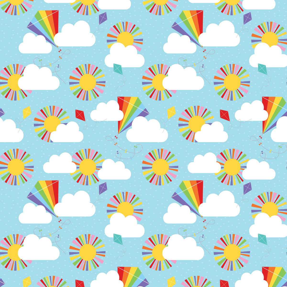 CLOUDY DAYS SKY BLUE SUN CLOUD -  Devonstone Cotton Fabric