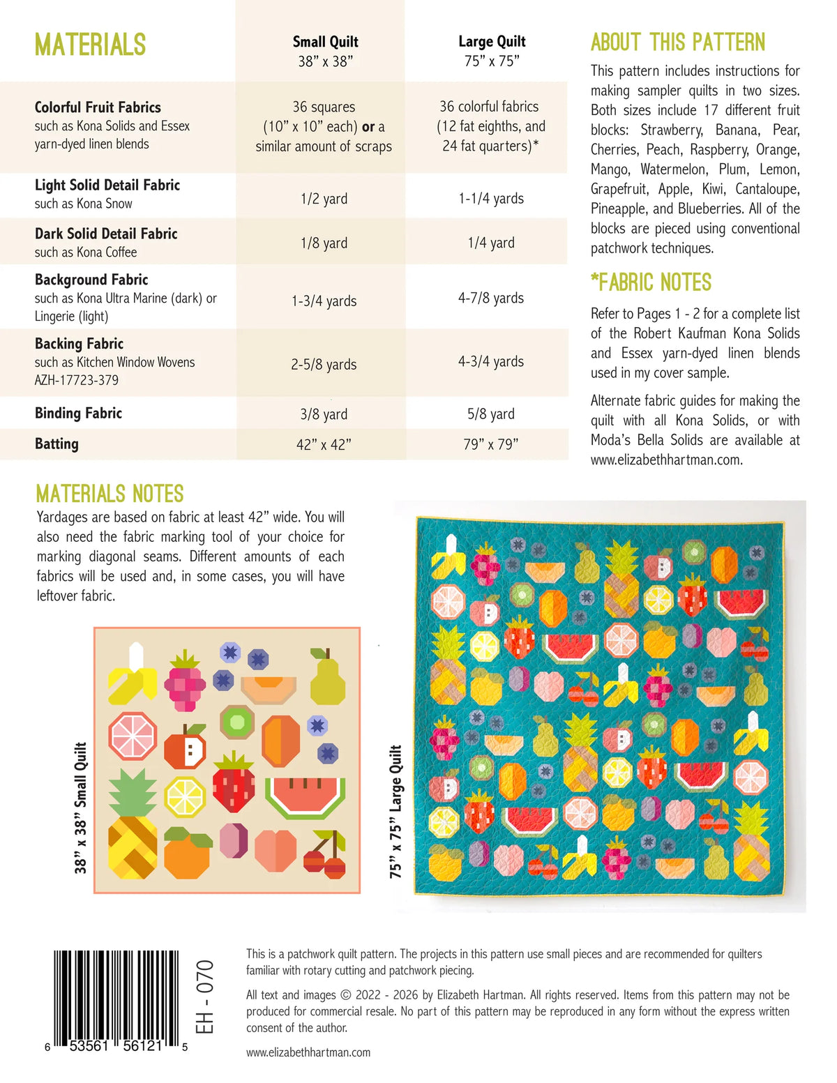 The Produce Section Paper Pattern by Elizabeth Hartman