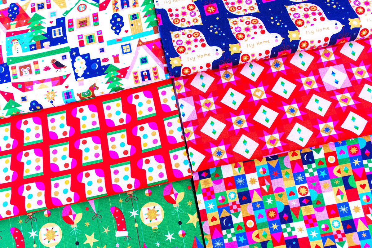 Home For Christmas -  Fat Quarter Bundle 7 Piece + 1 Panel - Thread & Ink Design.Studio