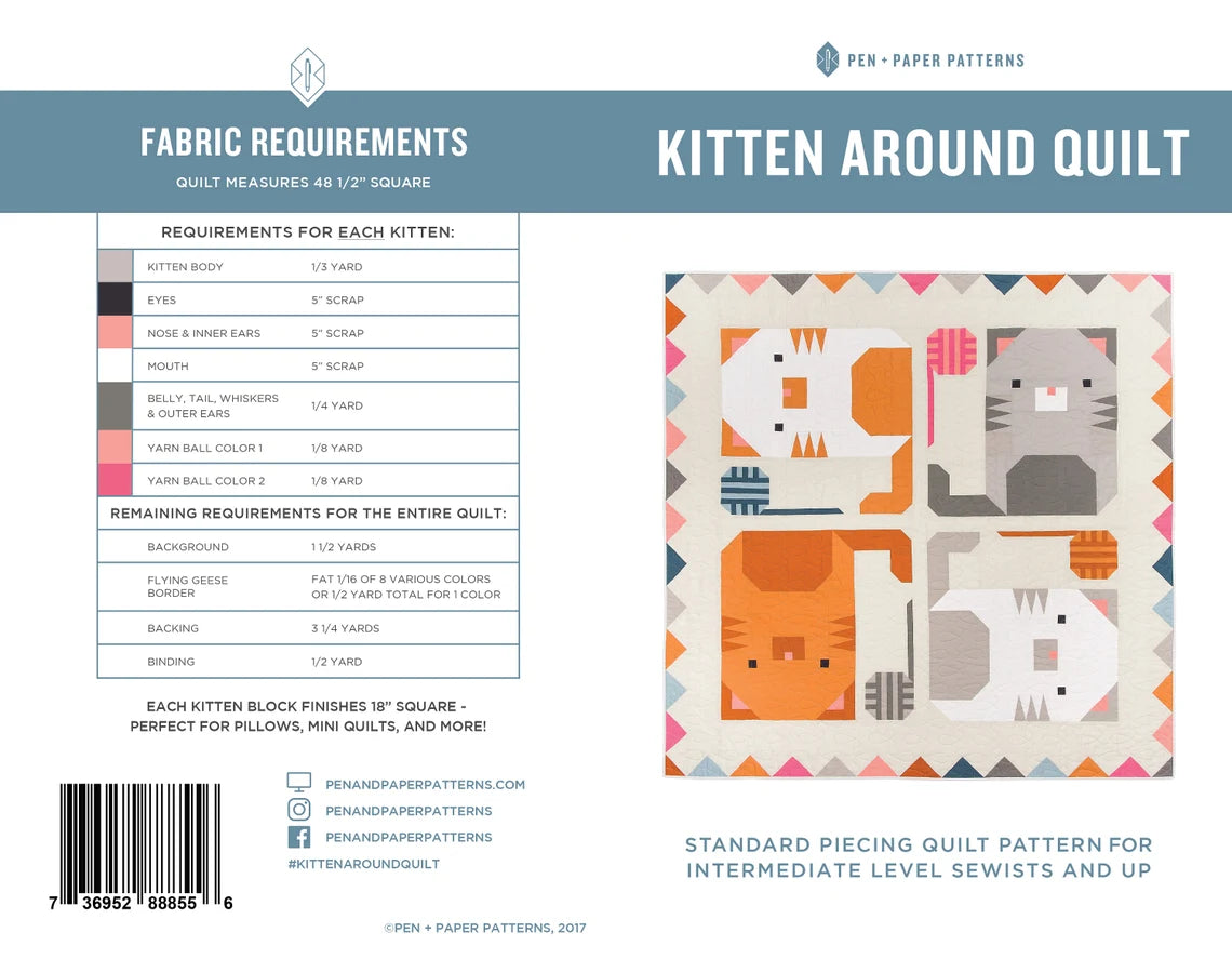 Kitten Around Quilt Paper Pattern
