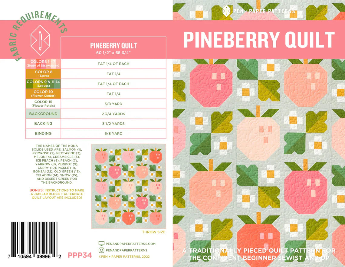 Pineberry Quilt Paper Pattern
